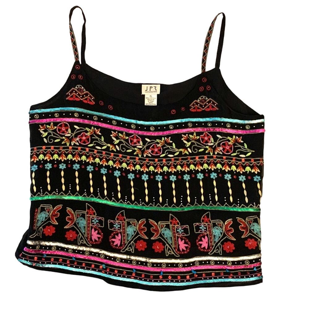 JPR SEPARATES Women's Embellished Silk Camisole / Size XL